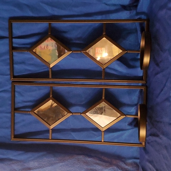 Pair of decorative Mirrored candle holders - Picture 2 of 6